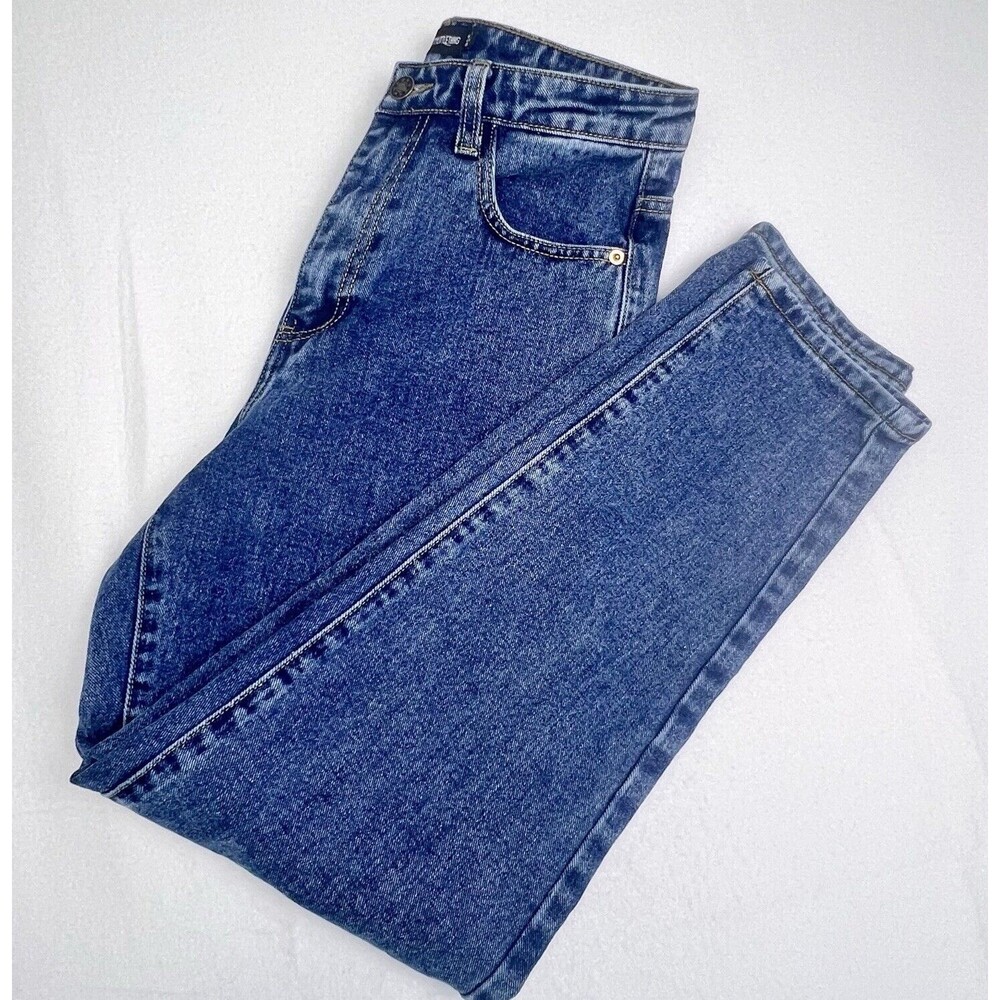 Pretty Little Thing 8/4Mom Jeans Womens High Rise Loose Straight Dark Wash Denim